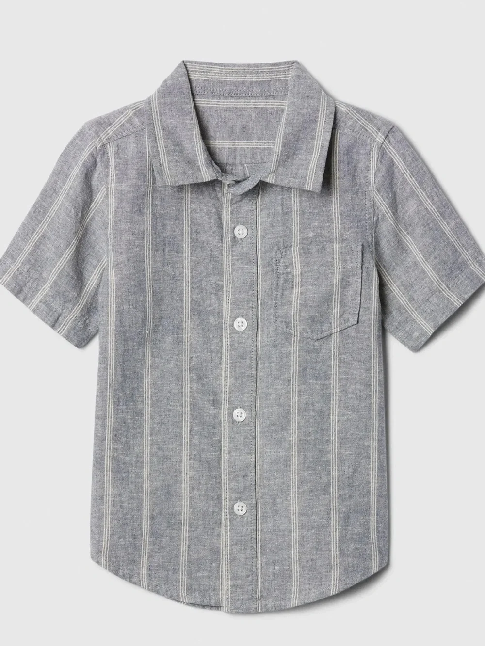 Baby gap Boys Gray Short-Sleeve Button-LINEN Shirt 18 24 months NWT kids toddler